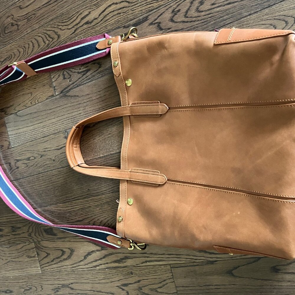 J Crew Oar Stripe Leather Tote - LIKE NEW !!!